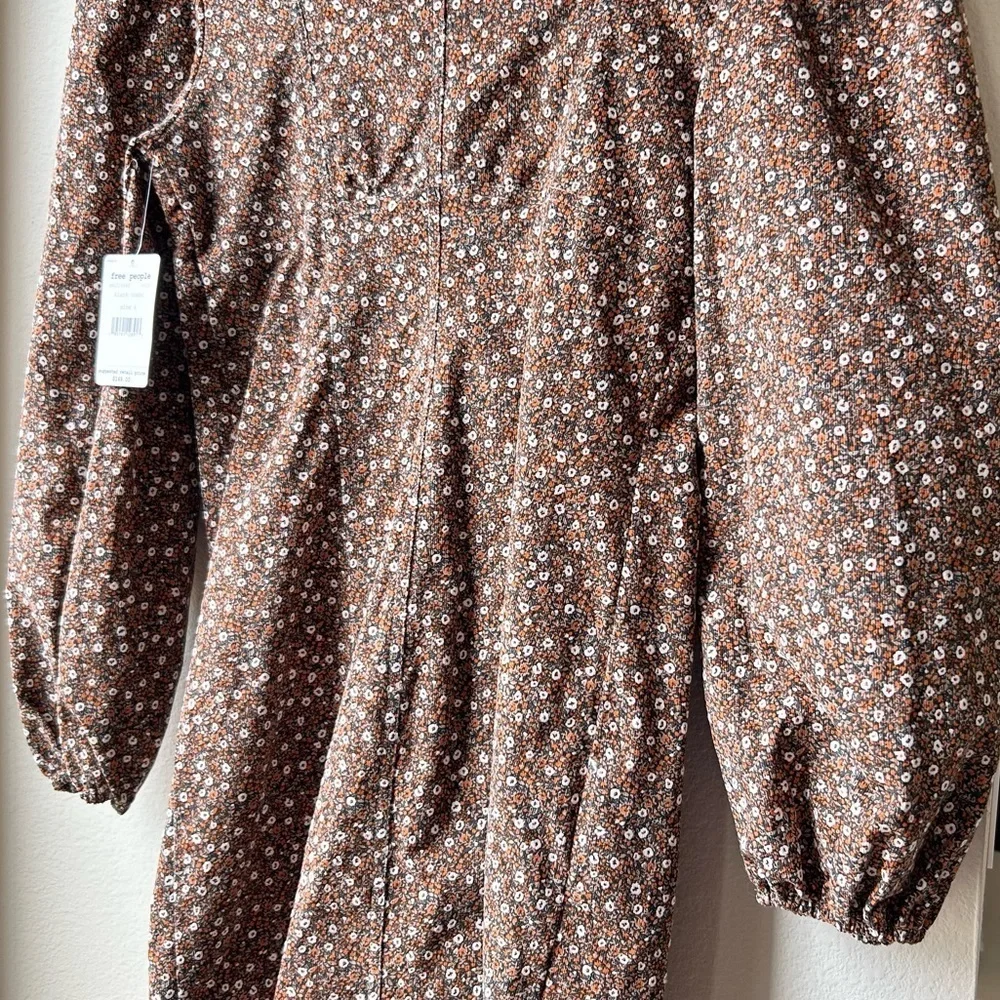 NWT Free People Call Me Cord Mini Dress Brown Black Combo Sz 4 - Picture 13 of 16